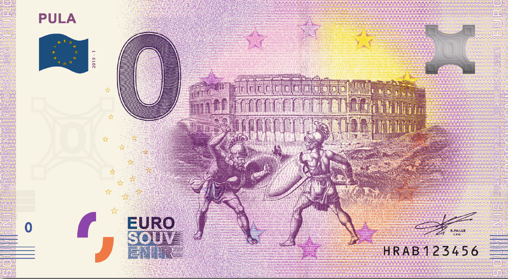 €0 Euro Souvenir banknote for the Pula Arena, Croatia